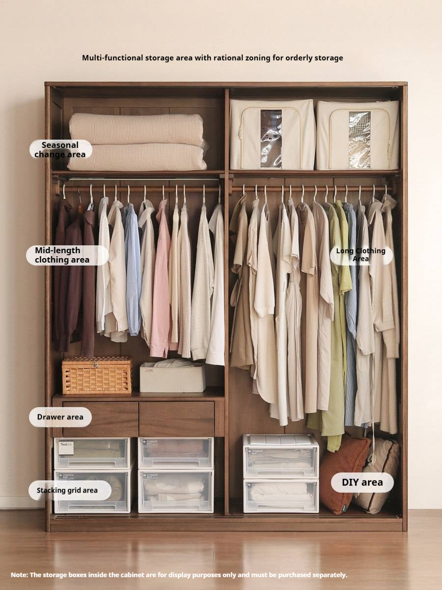 Sandalwood Solid Wood Modern Sliding Door Wardrobe