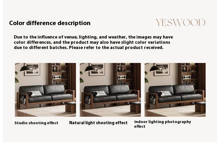 Black Walnut Solid Wood Leather Sofa