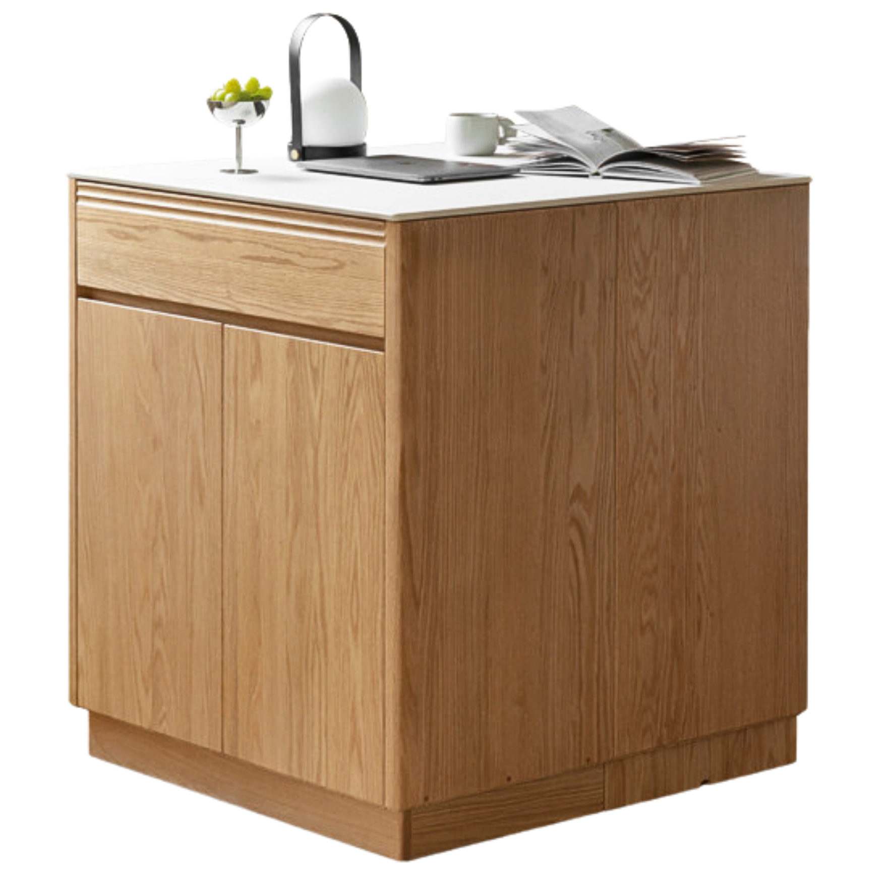 Oak solid wood rock plate island multi-functional dining sideboard: