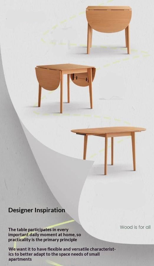 Beech Solid Wood Folding Dining Table