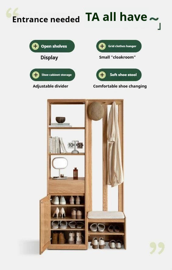 Oak Solid Wood Entry Shoe Cabinets Hall Entrance Cabinet