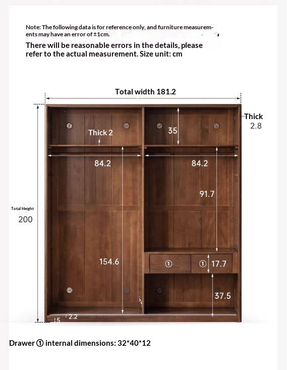 White Ash, Ash, Oak Solid Wood Wardrobe With Sliding Doors