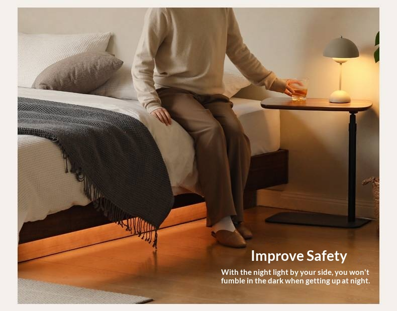 Black Walnut Solid Wood Platform Box Bed, Headboard-Free Bed Night Light Suspended Bed