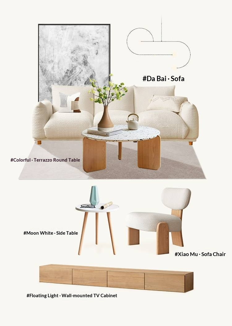 Oak Solid Wood TV Cabinet Minimalist Light Suspended-