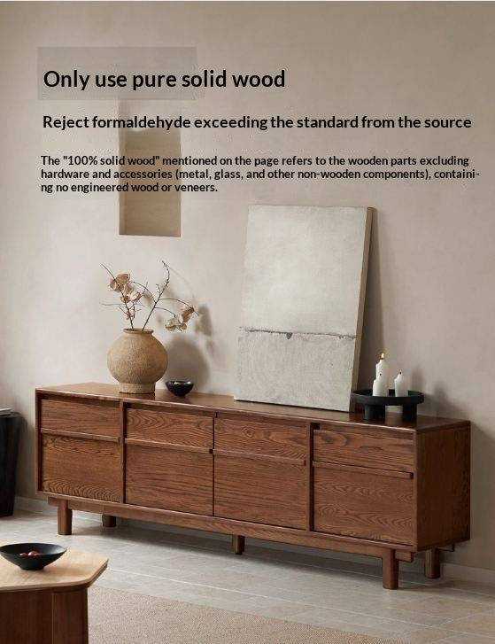 Ash Solid Wood Wabi-sabi Style TV Cabinet