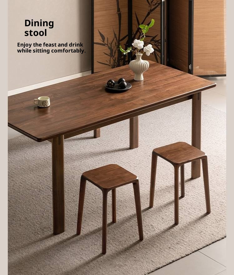 Black Walnut, Ash Solid Wood Square Stackable Stool