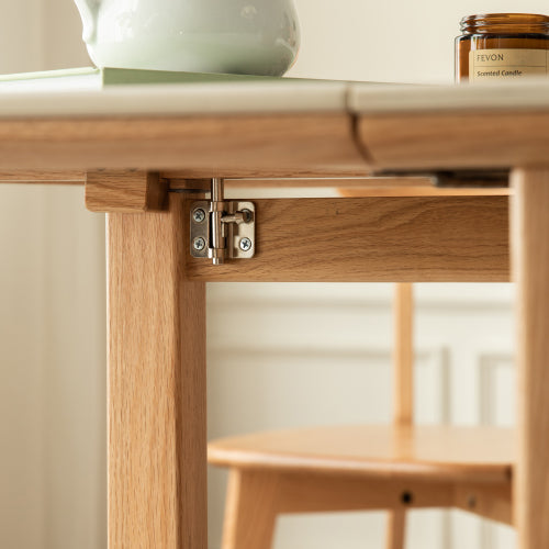 Oak Solid Wood Retractable Folding Dining Table