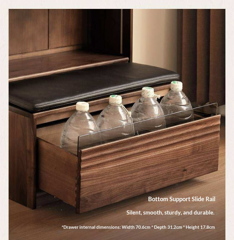 Black Walnut Solid Wood Integrated Wall Bookcase with Floor Display