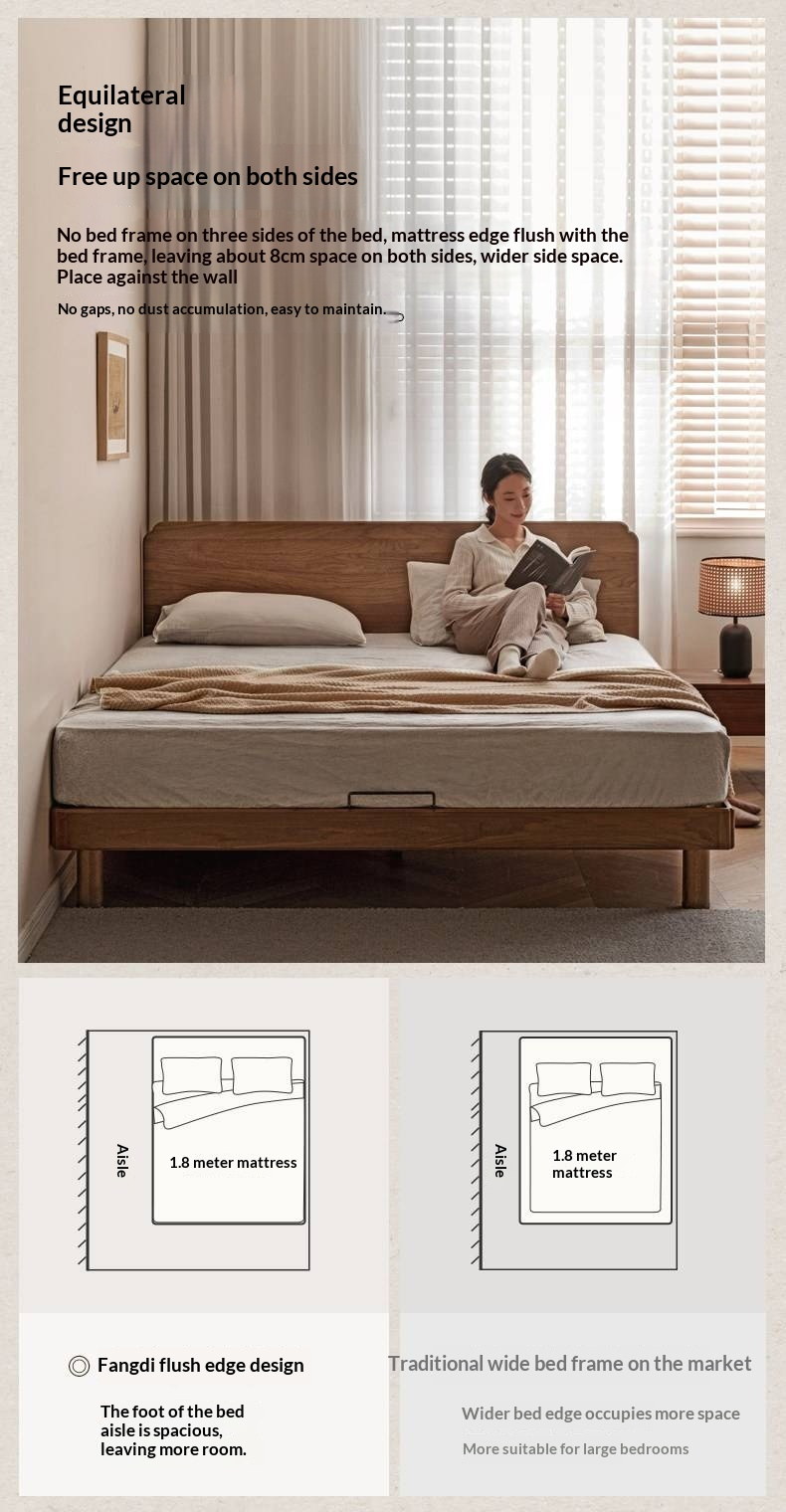 Oak, North American Black Walnut Solid Wood Bed