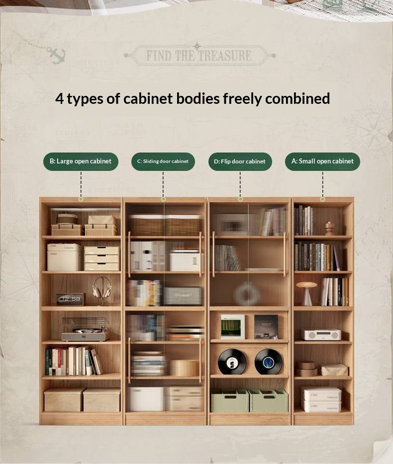 Ash, Oak, Cherry Solid Wood Bookshelf Integrated Wall-Mounted Minimalist