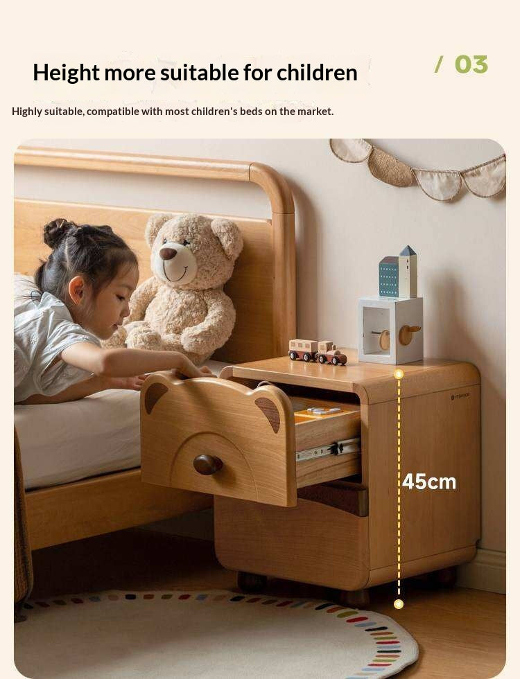 Beech Solid Wood Children s Cartoon Bear Nightstand