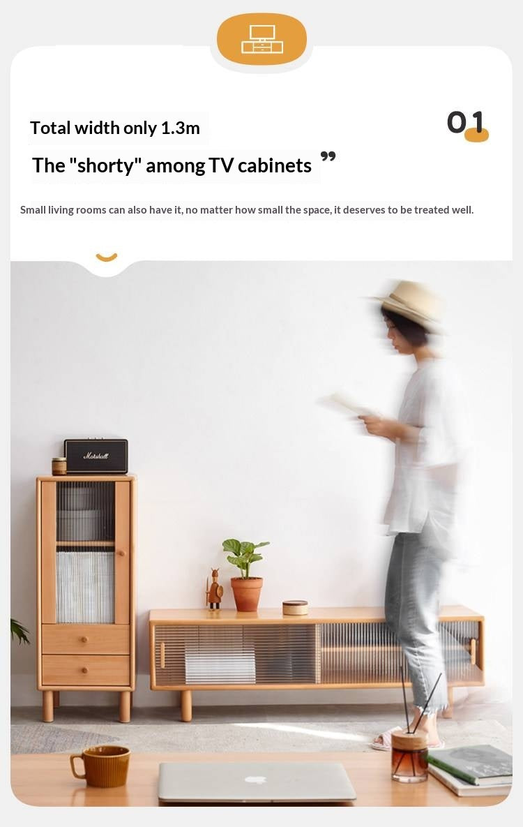 Beech Solid Wood TV Storage Cabinet.