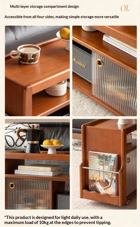 Black Walnut, Oak, Poplar, Golden Pear Solid Wood Mid-Century Rolling