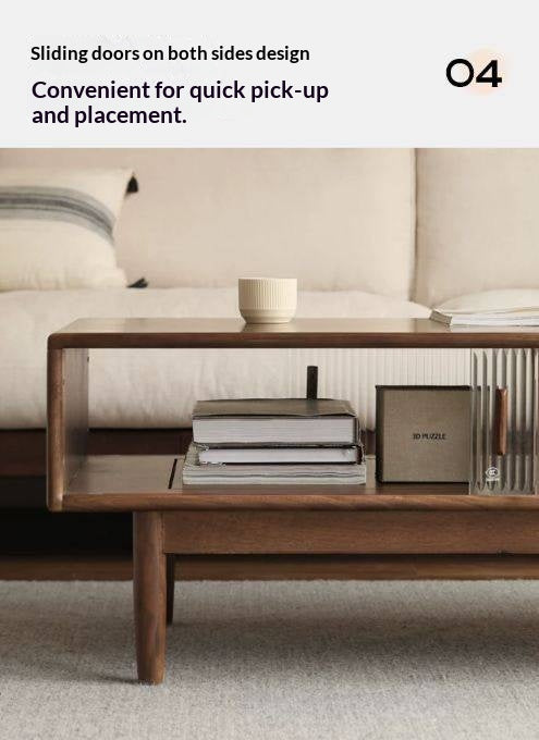 Black Walnut, Oak, Solid Rubberwood Solid Wood Modern Style Coffee Table