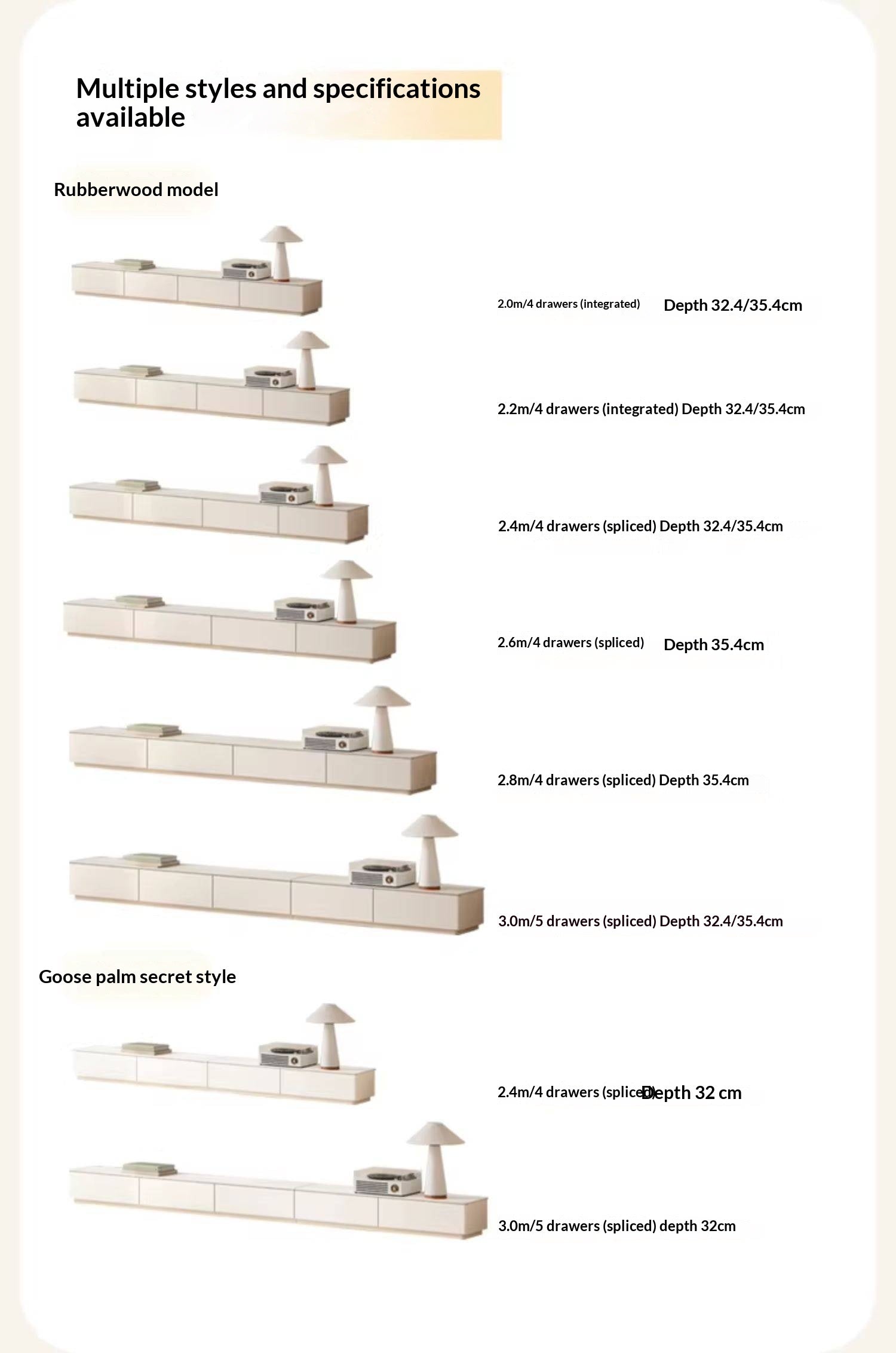 Solid RubberWood Floor Rock Plate TV Cabinet.
