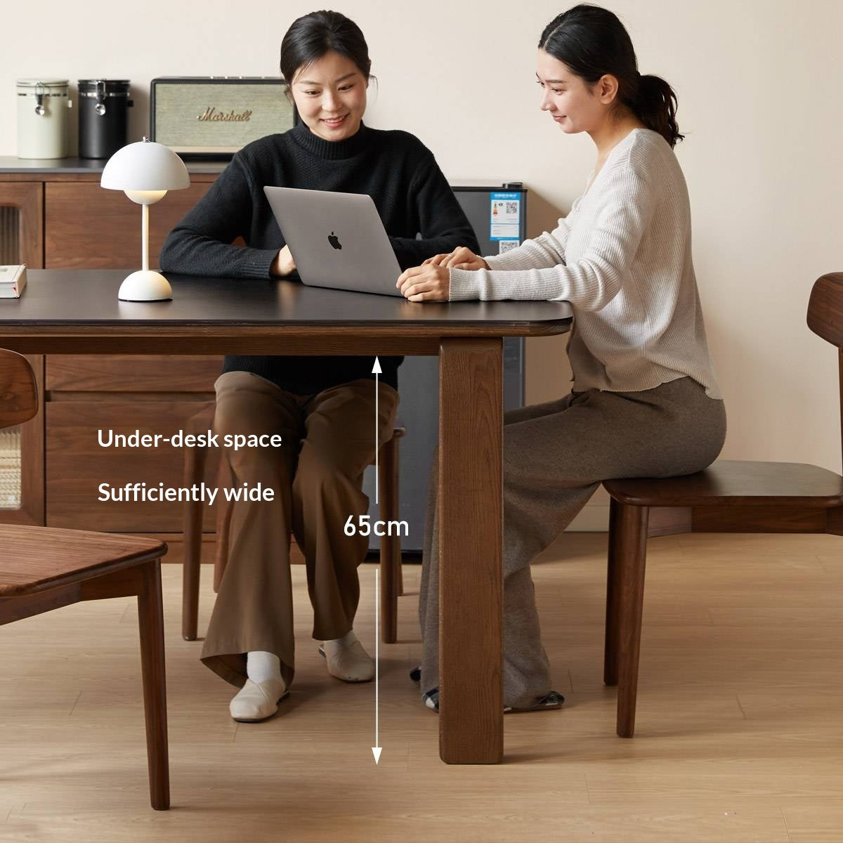 Oak Solid Wood Restaurant Light Luxury Style Rock Slab Long Table