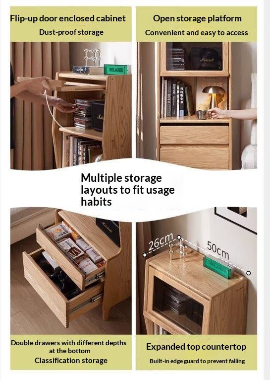 Oak Solid Wood Modern Style Side Cabinet