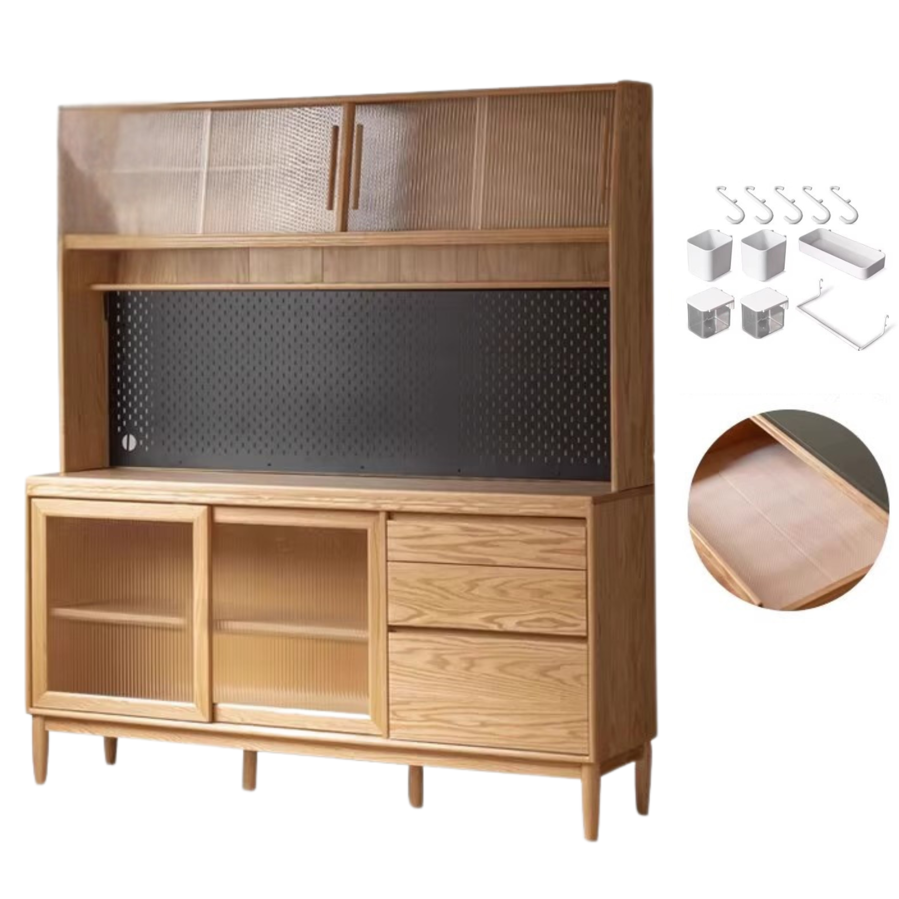 Oak Solid Wood Large Capacity Storage Sideboard,