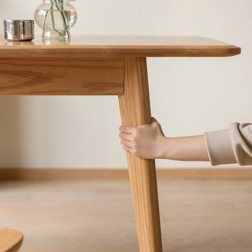 Oak Solid Wood Retractable Folding Dining Table