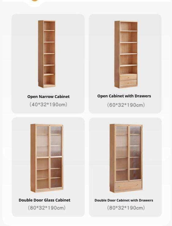 Beech Solid Wood Bookcase Combination Cabinet
