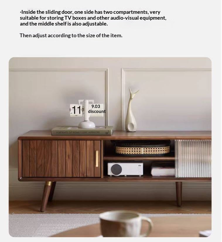 Black Walnut Solid Wood Nordic TV Cabinet.