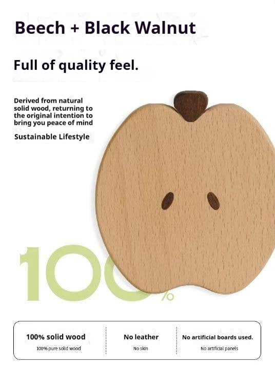 Black Walnut, Beech Solid Wood Creative Apple Shaped Coaster