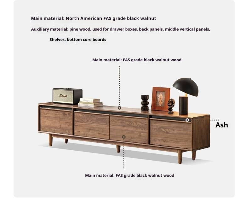 Black Walnut, Sandalwood, Ash Solid Wood Skeleton Line TV Cabinet.