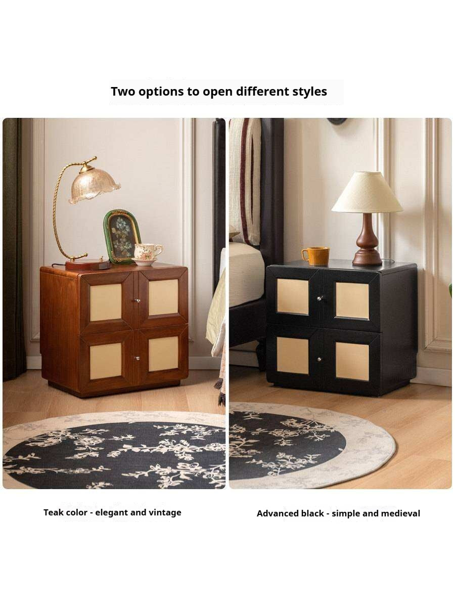 Solid Rubberwood, Tulipwood Solid Wood Middle-Aged Style Nightstand.