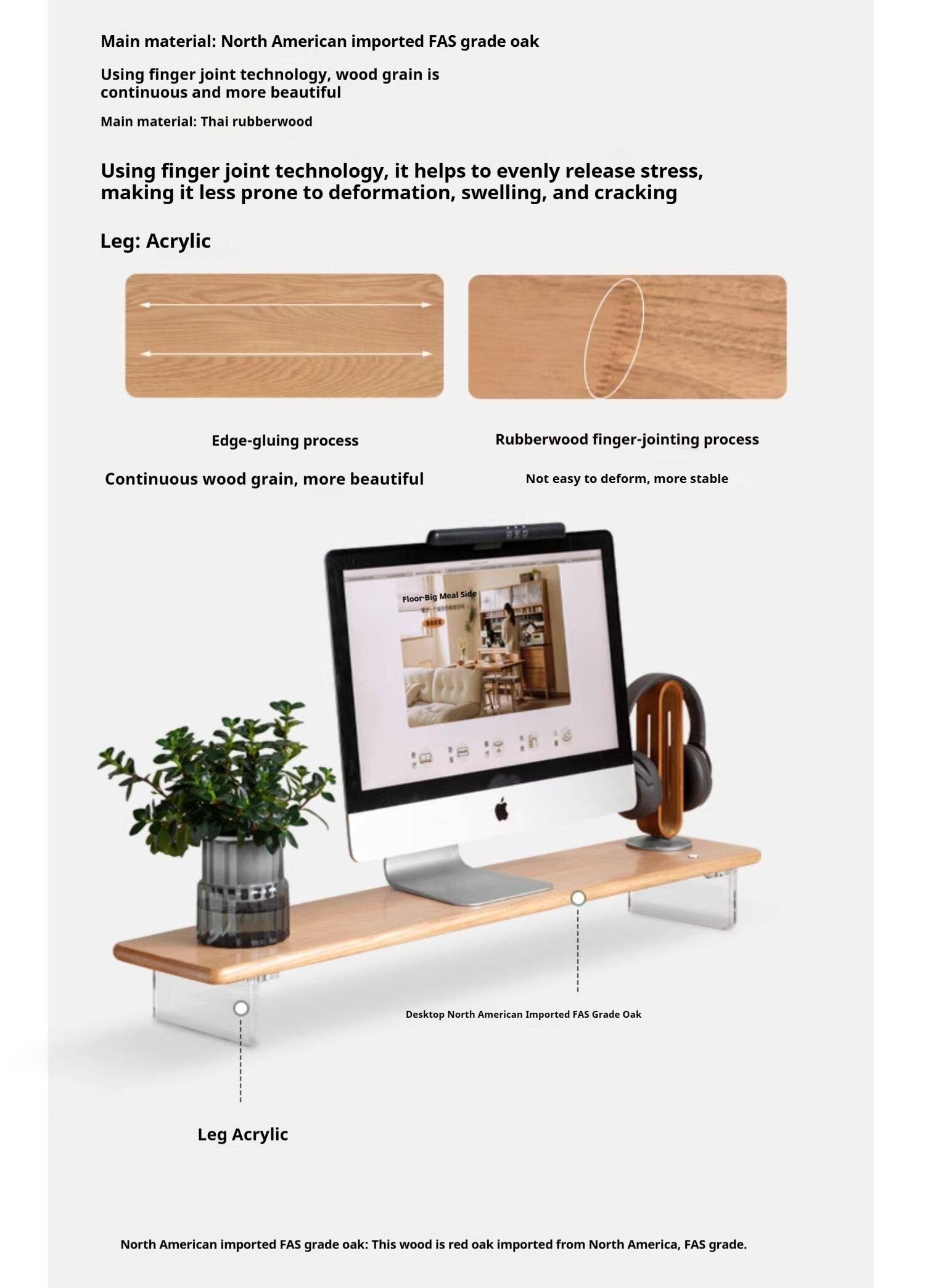 Solid RubberWood Suspended Desktop organizer