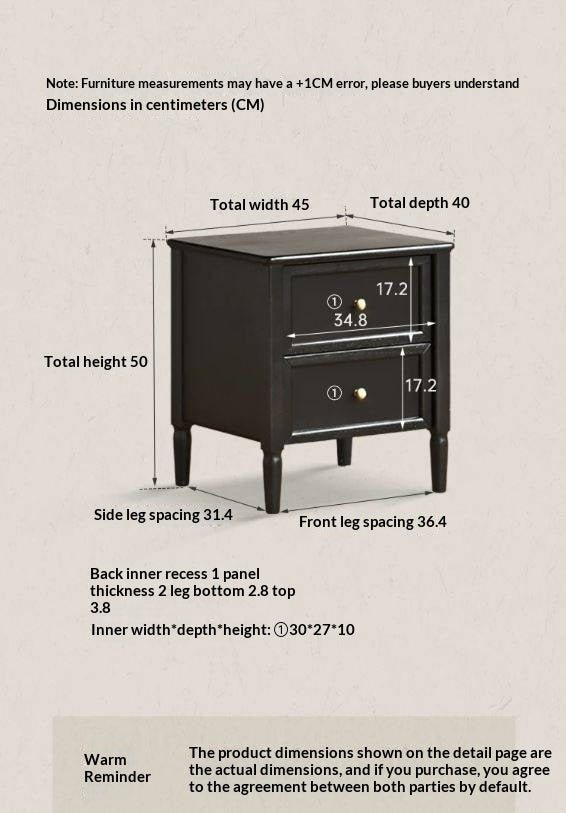 Solid Rubberwood Retro Style, American Style Nightstand
