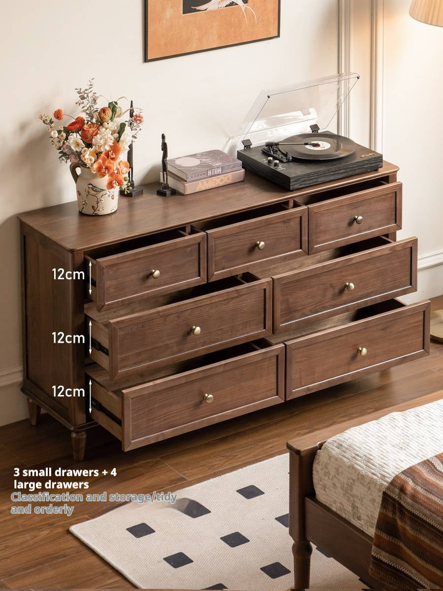 Black Walnut Solid Wood American Retro Chest of Drawers.
