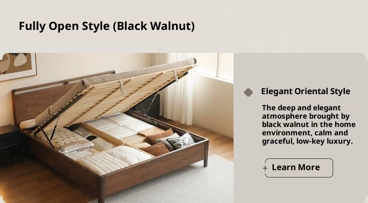 Black Walnut Solid Wood Light Luxury Box Bed