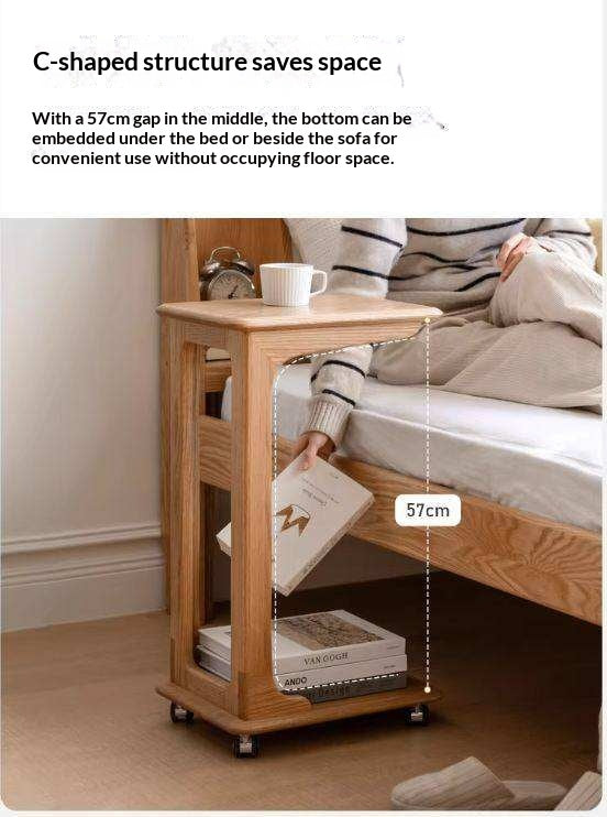 Oak Solid Wood Modern Minimalist Movable Nightstand