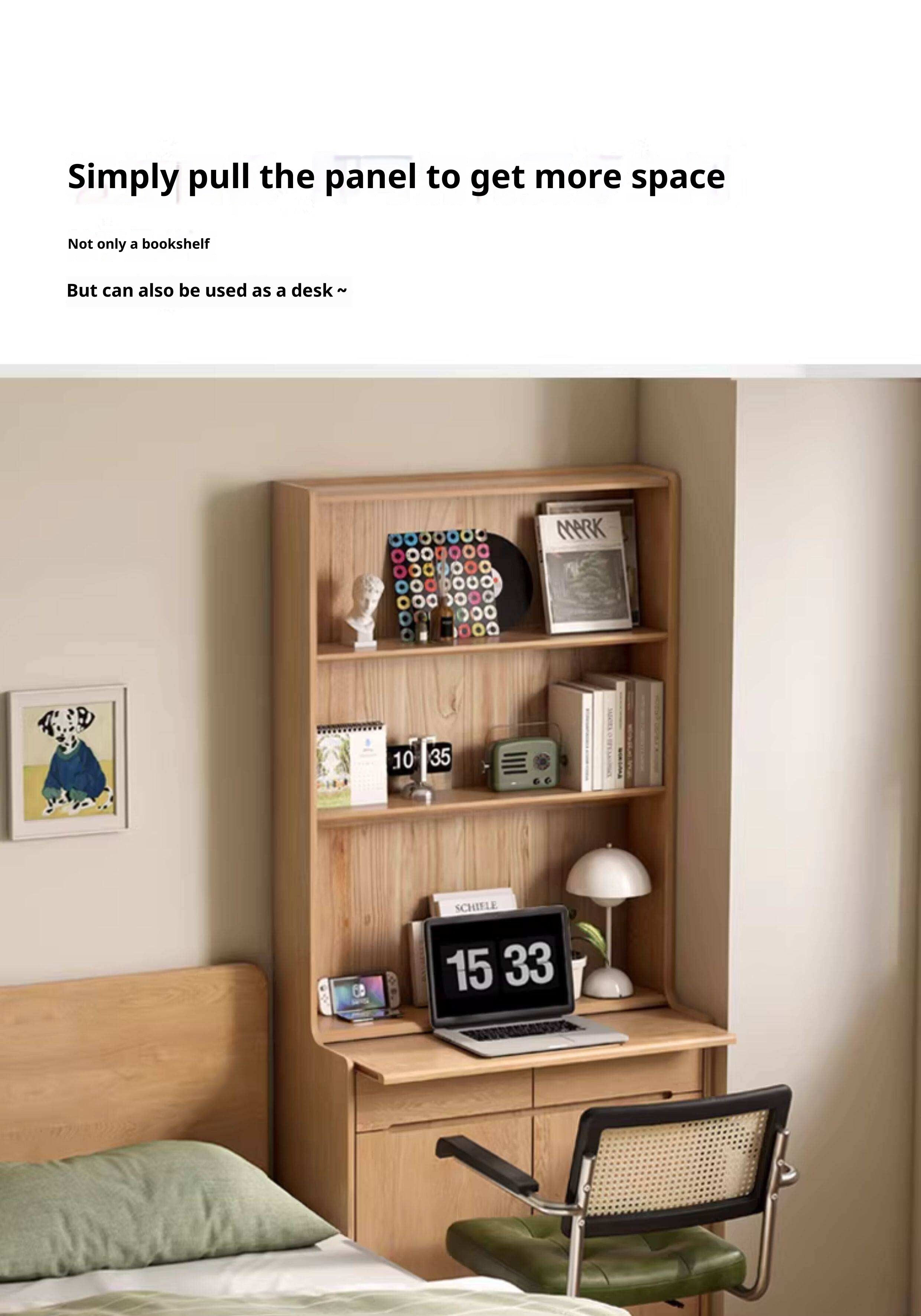 Oak Solid Wood Bookcase Free Combination Floor-to-ceiling Bookshelf