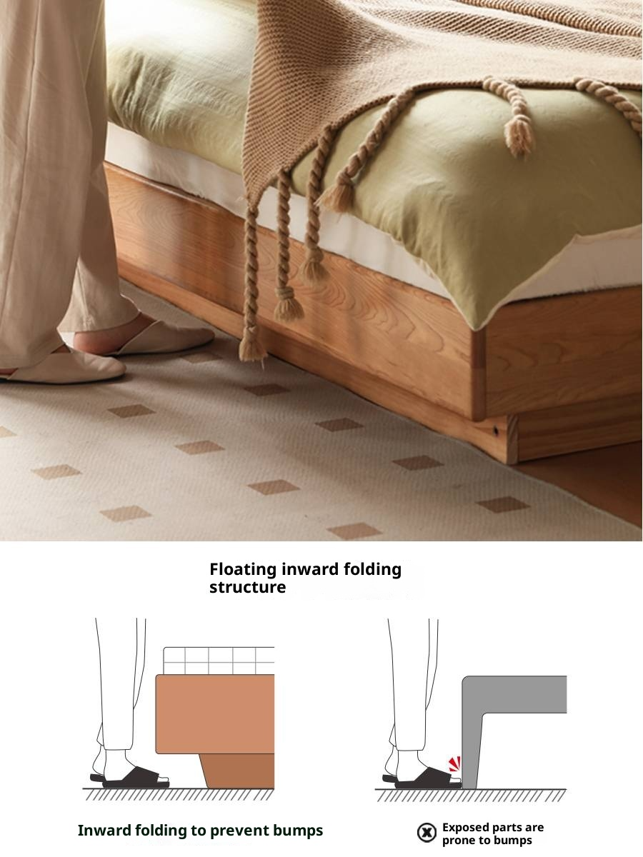 Cherry Solid Wood Night Light Suspended Box Bed