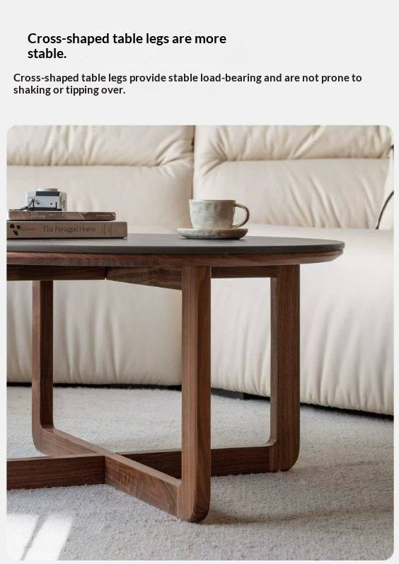 Black Walnut Solid Wood Combination Coffee Table Rock Surface