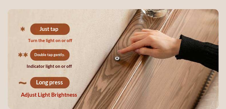 Ash Solid Wood Modern Multifunctional Night Light Bed Light Walnut Color