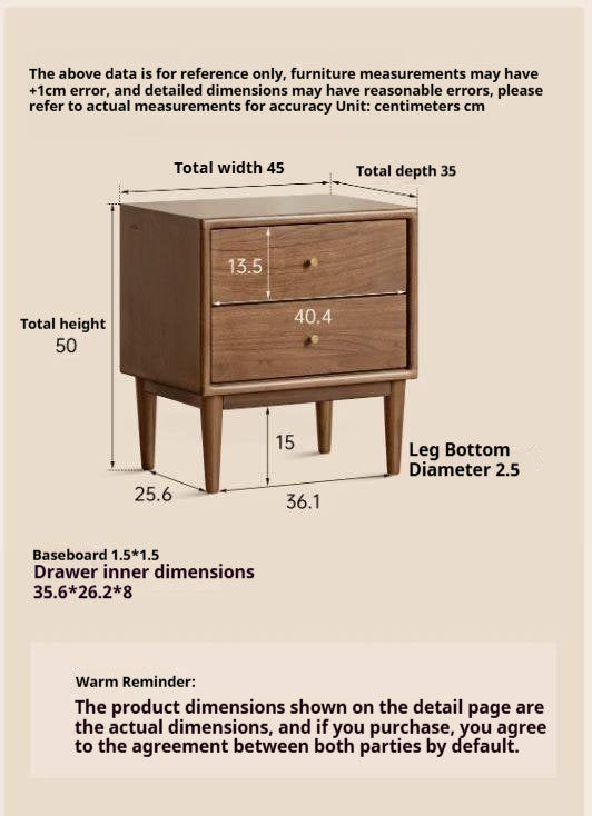 Black Walnut Solid Wood, Solid Longan Hardwood  Nightstand.