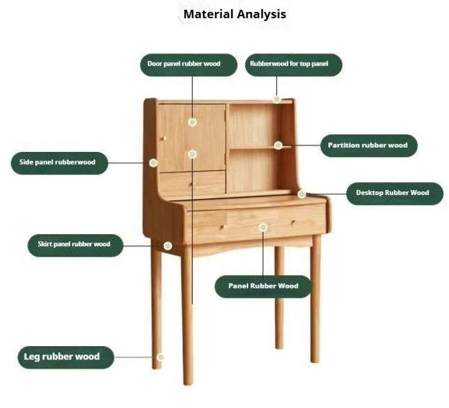 Solid RubberWood Extendable Modern Vanity Table