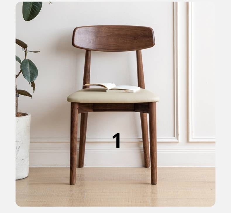 Set 4 pcs Black Walnut, Sandalwood Solid Wood Dining Chair