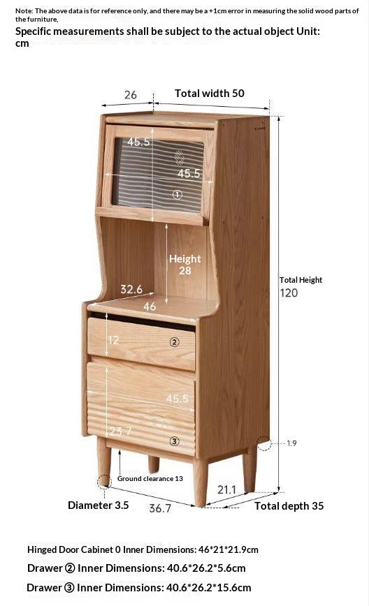 Oak Solid Wood Modern Style Side Cabinet