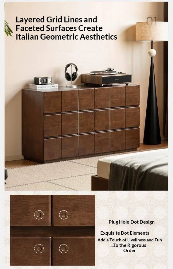 Solid RubberWood Grid Panel Dresser
