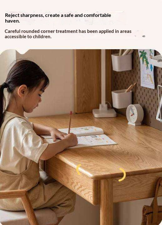 Oak Solid Wood Minimalist Kids Study Desk