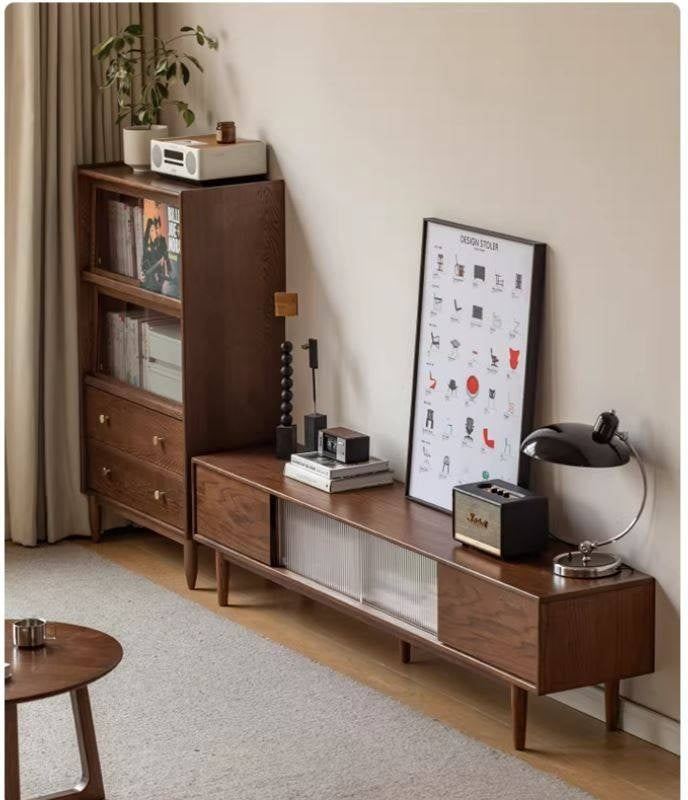 Oak Solid Wood Modern Simple Floor TV Cabinet.