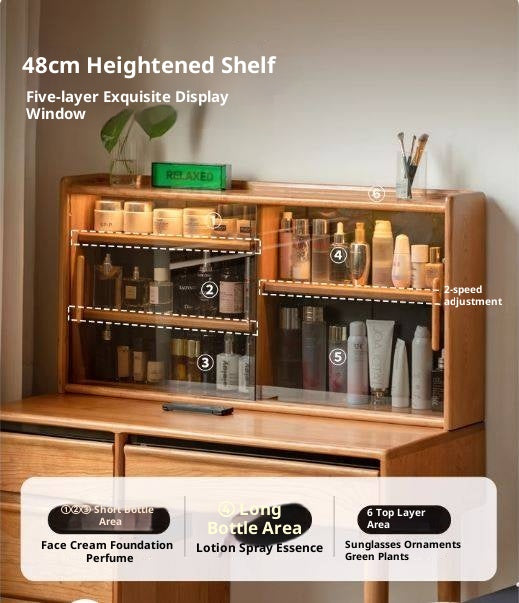 Cherry Solid Wood Retro Skeleton Line Makeup Table