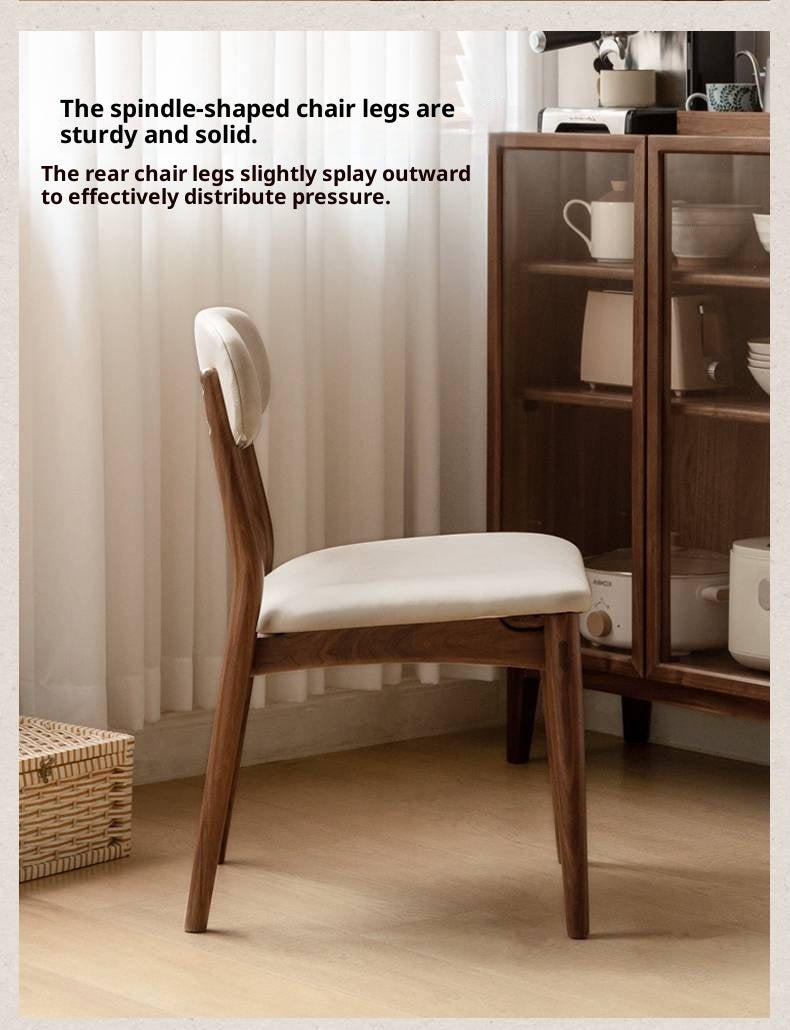 Set 4pcs Black Walnut Solid Wood Home Soft Back Dining Chair