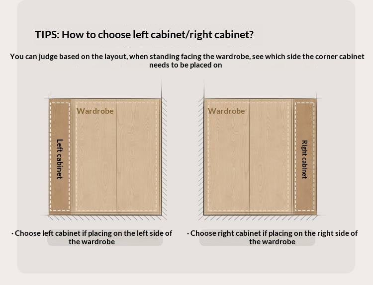 Oak Solid Wood Modern Corner Wardrobe