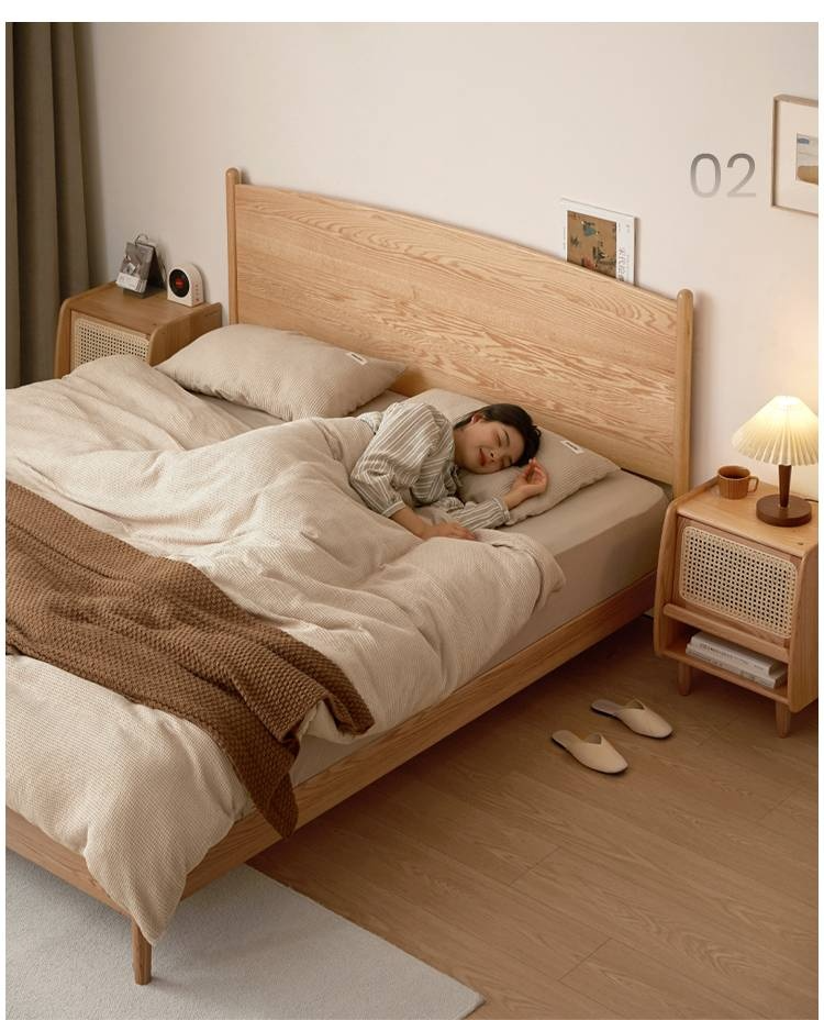Oak Solid Wood Modern Simple Large Bed