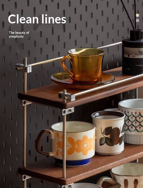 Sapele Solid Wood Multi Layer Storage Rack Antique Style