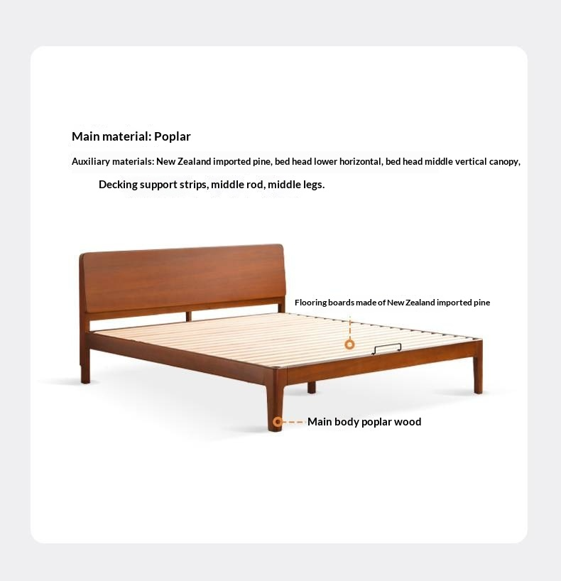 Poplar Solid Wood Bed — Retro Edge Vintage Slab Bed